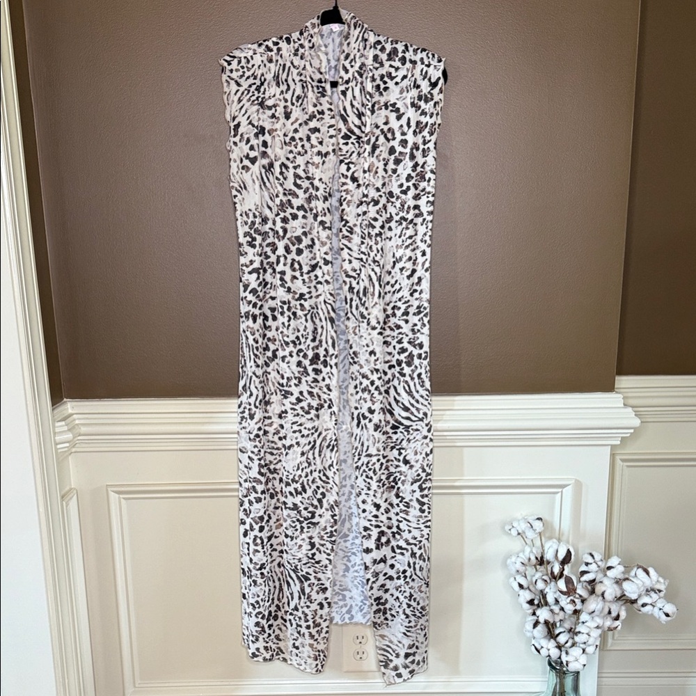 Pink Lily Black and White Animal Print Swim Coverup